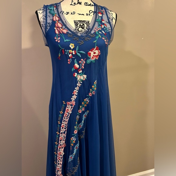 Johnny Was Johnny Was Mazzy Bias Slip Dress Blue Dream - Picture 16 of 16